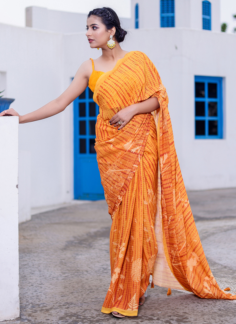 Yellow Silk Patola Print Saree 234558