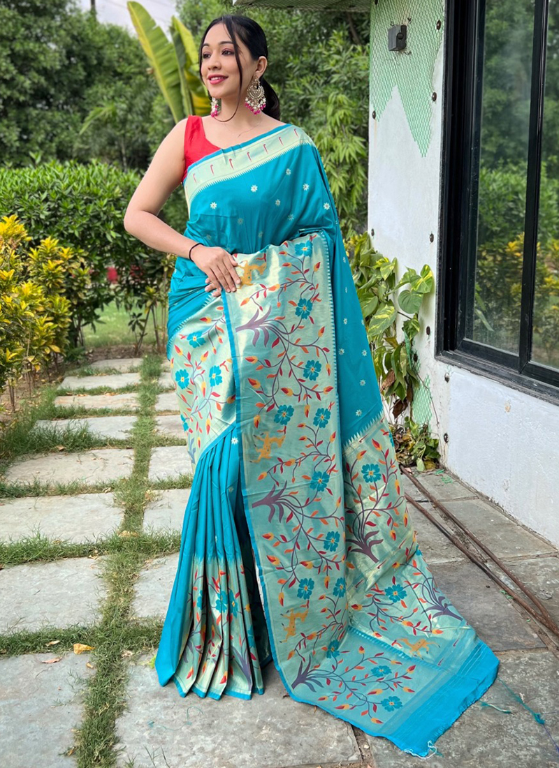 Buy Green Silk Party Wear Paithani Saree Online From Wholesale Salwar.