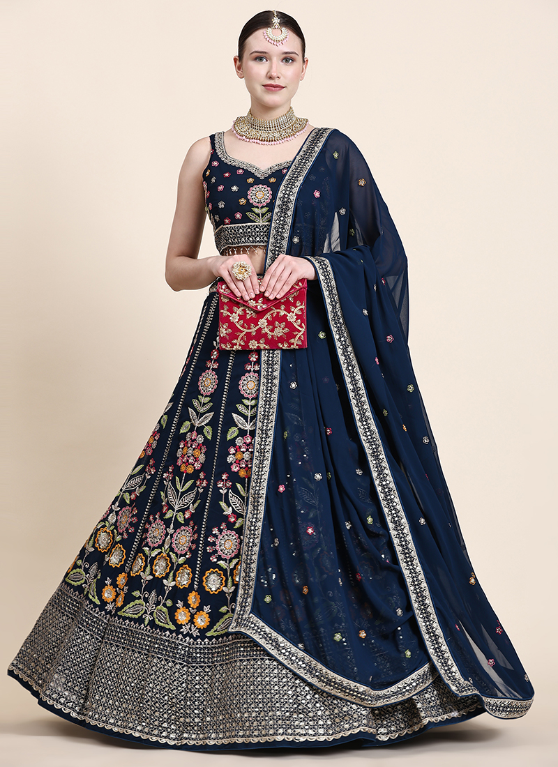 Banglori Unstitched Lehenga Choli Black Cream Heavy Banglori Silk