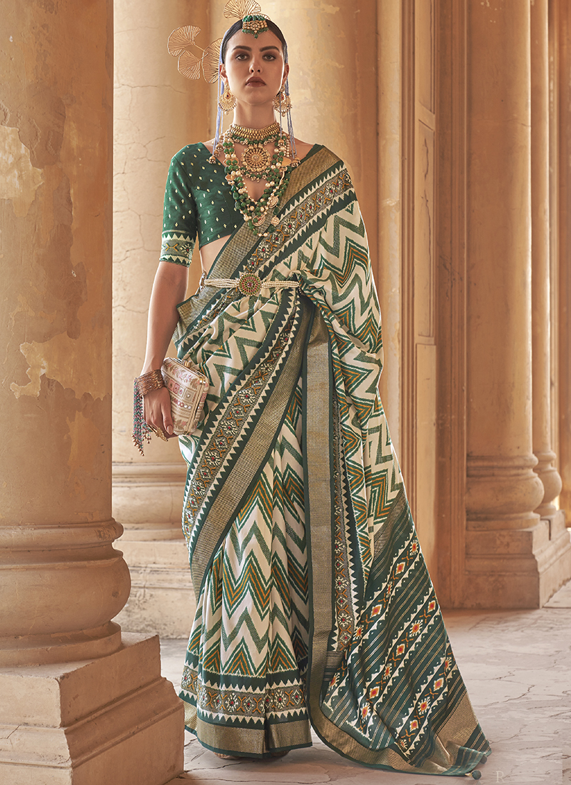 Palam Silks | Bridal Silk Sarees | Forest Green Folklore Silk Saree