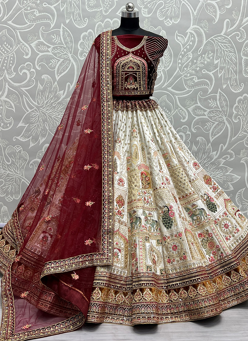 Velvet Elegance: Wine Mirror & Dori Work Suit Set main image 0