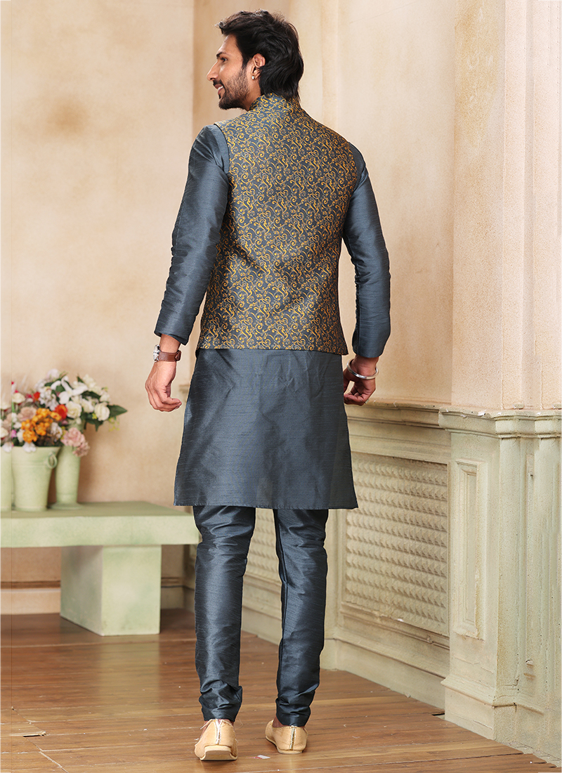 Punjabi Kurta Pajama with Jacket | Trendy Suit Designs