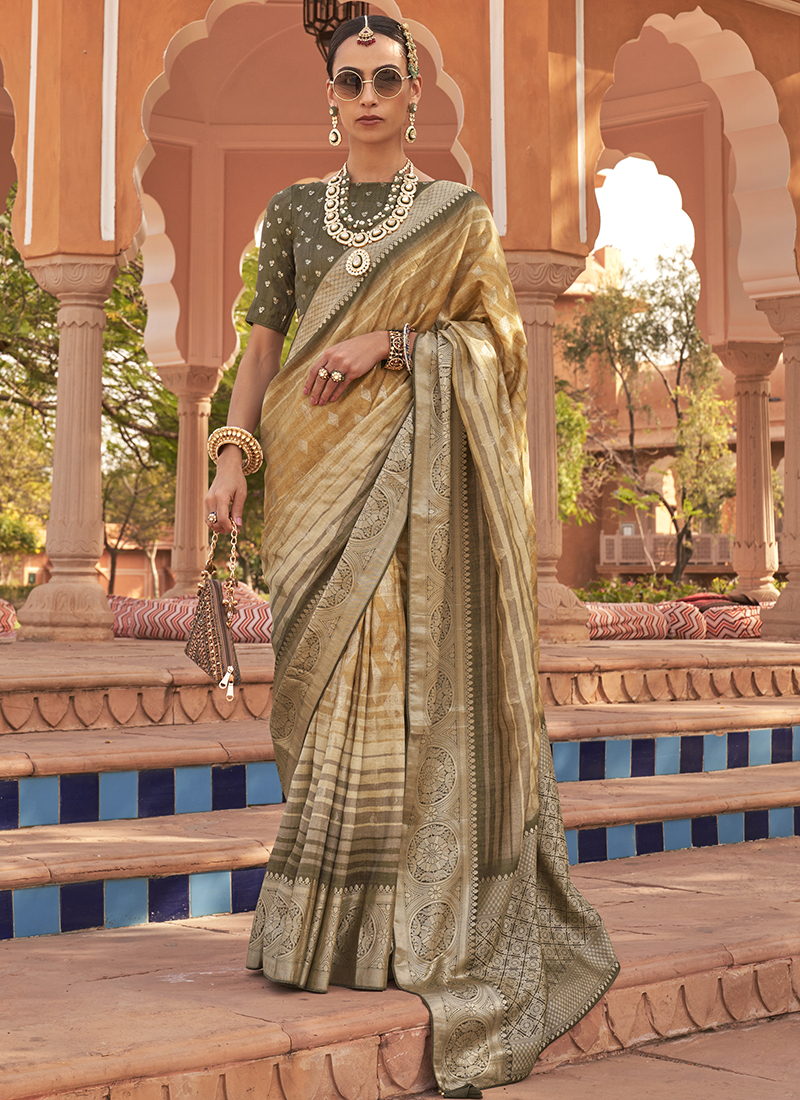 Teal Katan Silk Pink Weaving Contemporary Saree - Koram's Design - 4101247