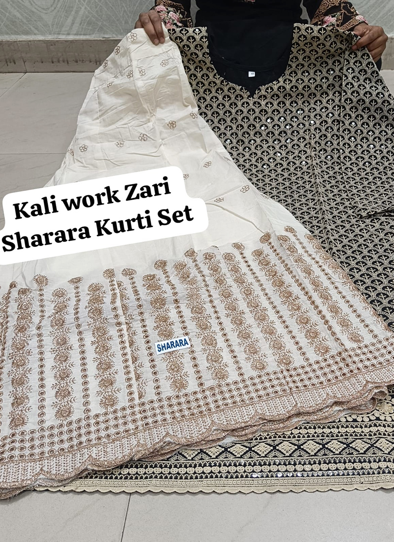 Rs 1599/- only free shipping❤❤ *KCA's Chikankari Kurti Georgette Gotta  Sharara* *Pure Cotton Fabric Beautiful Chiakn Embroidered Sequ… | Pure  cotton, Sharara, Kurti