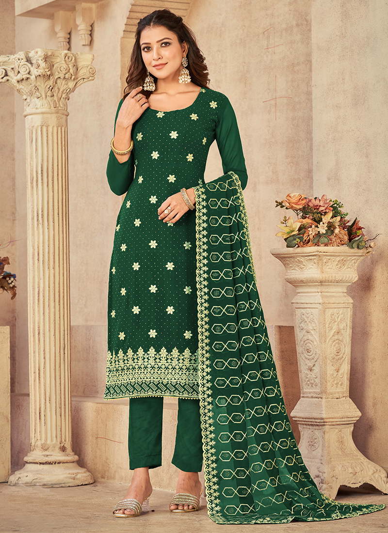 Amazing Green and Golden Embroidery Salwar suits | Fashion, Clothes for  women, Churidar suits