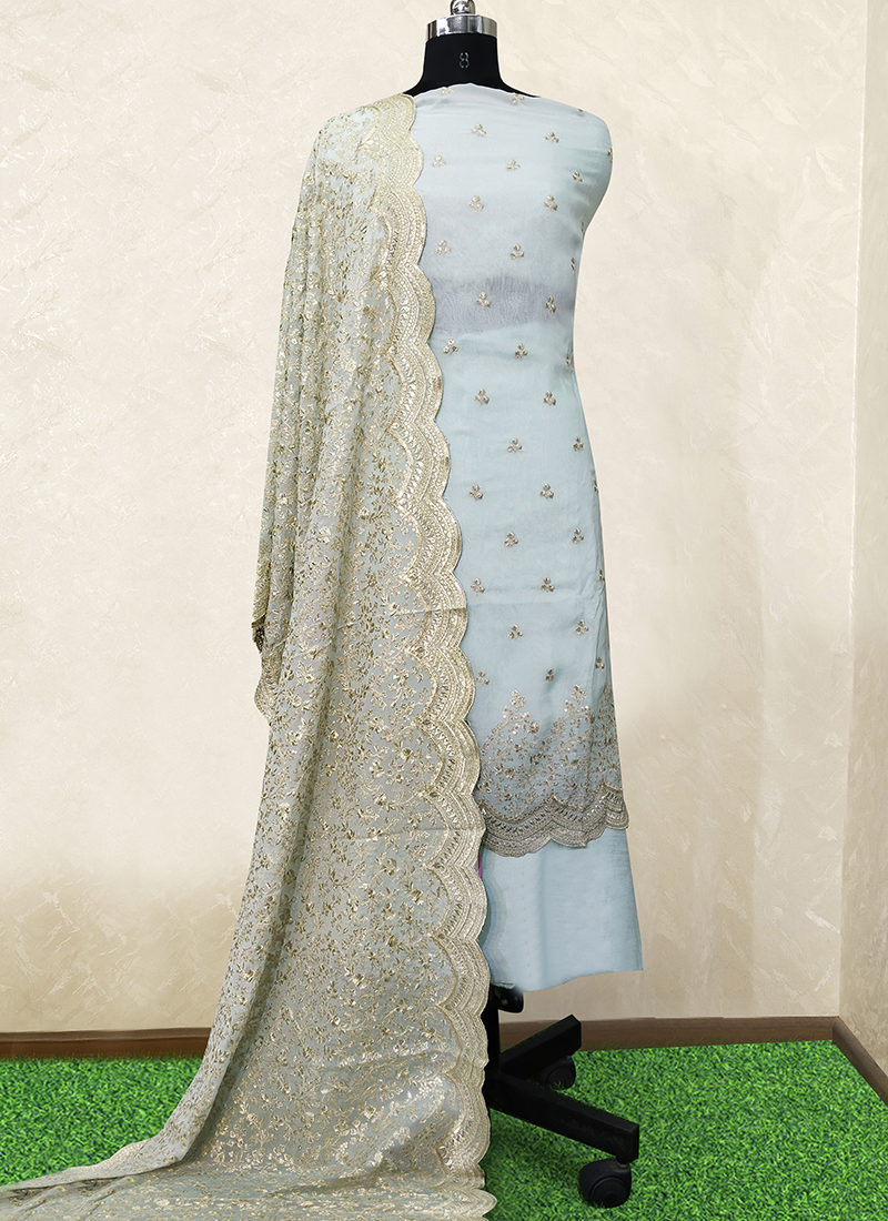 Buy Jivika Apparels Women Blue Cotton Dress Material / Salwar Suit/ Punjabi  Suit (Un-Stitched/Free Size) at Amazon.in
