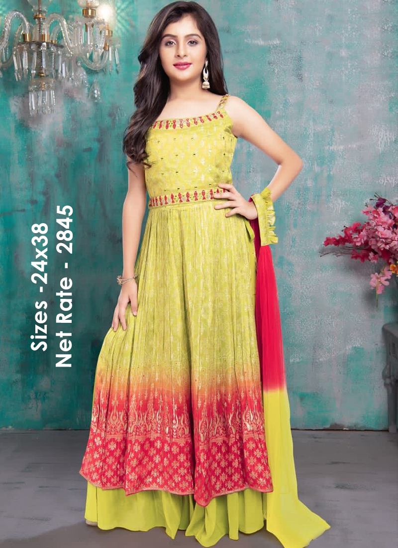 Fluorescent #Green Net Readymade #Anarkali #Churidar Kameez Itemcode:  KWM3805 Price: $183.71 #Sho… | Indian women fashion, Designer anarkali  dresses, Utsav fashion