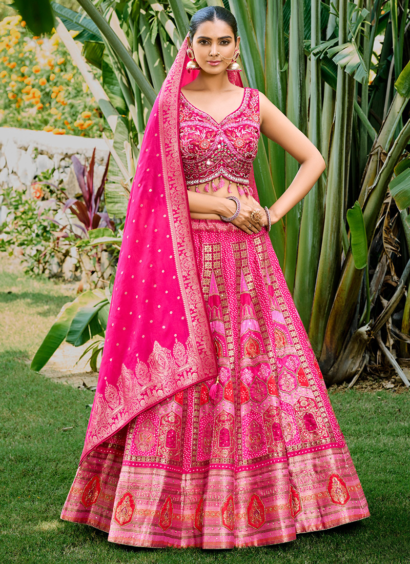 Buy Rani Silk Wedding Wear Hand Work Ready To Wear Lehenga Choli Online ...