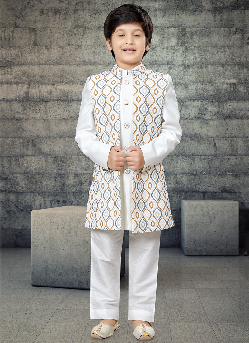 dress kurta pajama style for kids Buy Off White Art Silk Festival Wear Weaving Kids Kurta Pajama