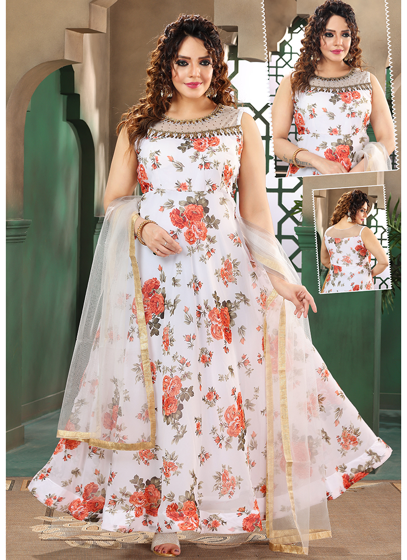 Wear Salwar Suits Party Wear Readymade Suits For Ladies Buy White Faux  Georgette Party Wear Hand Work Readymade Salwar