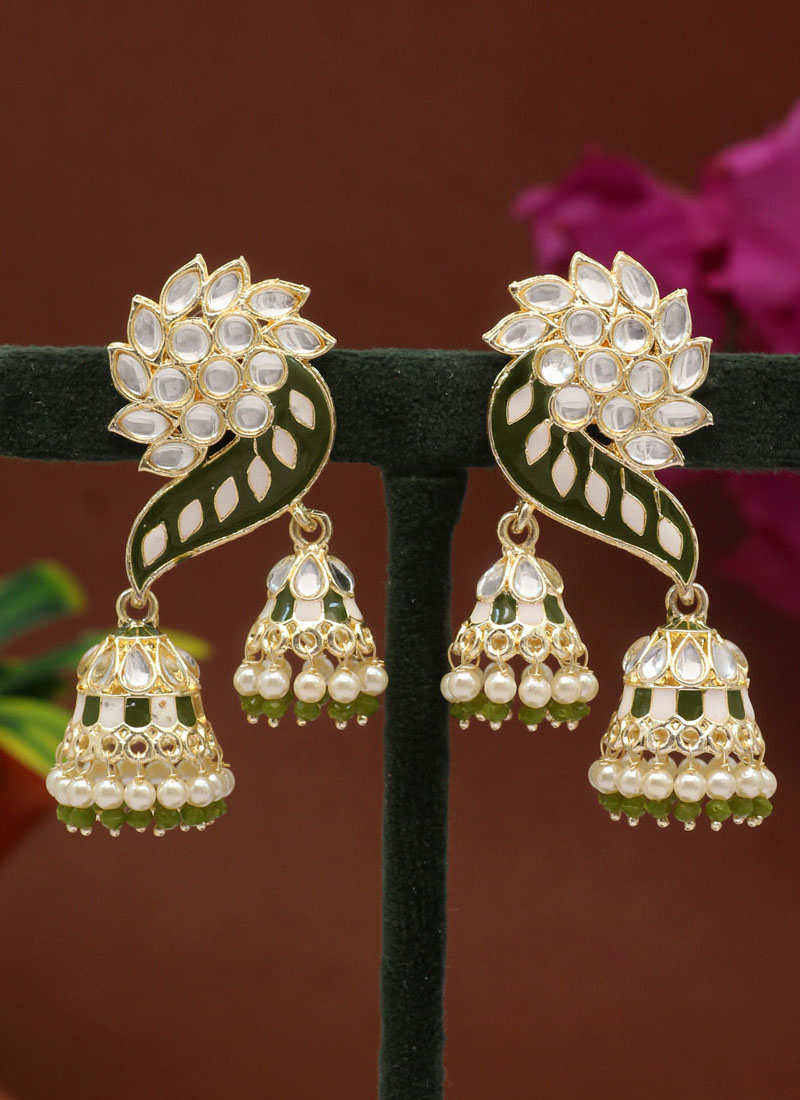 Buy Estele Traditional Green Meenakari Jhumki Earrings Online At Best Price  @ Tata CLiQ