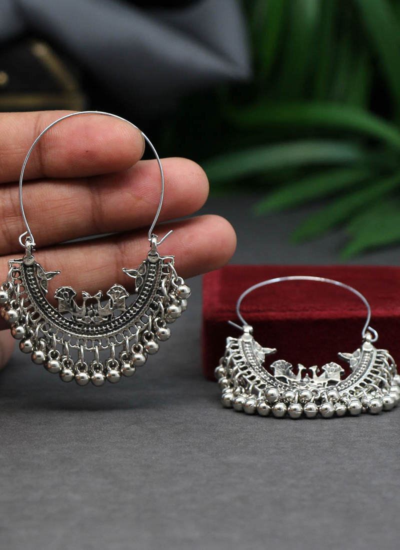 Kashmiri Flat Silver Earrings – Eta Jewels