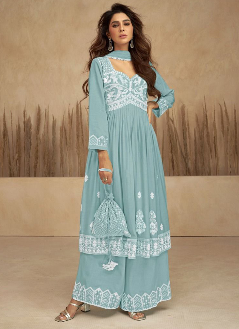 Salwar suit kurta palazzo with dupatta Set indian handmade rayon anarkali  dress | eBay