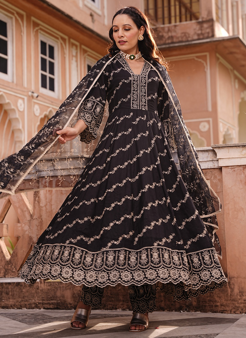 Booti And Chicken Work Readymade Anarkali Suit