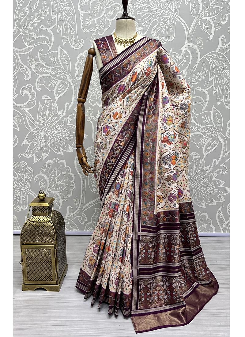 Beige Cotton Silk Banarasi Saree With Blouse Piece & Weaving Work Design