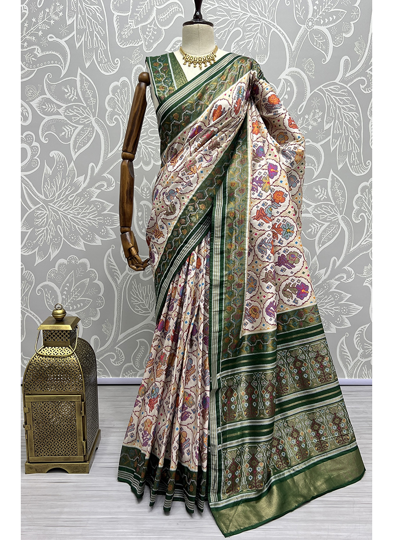 Green Meena Silk Wedding Wear Thread Work Saree A3021 C