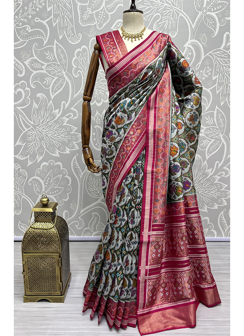 Peach Meenakari Katan Silk Handloom Banarasi Saree - Sacred Weaves