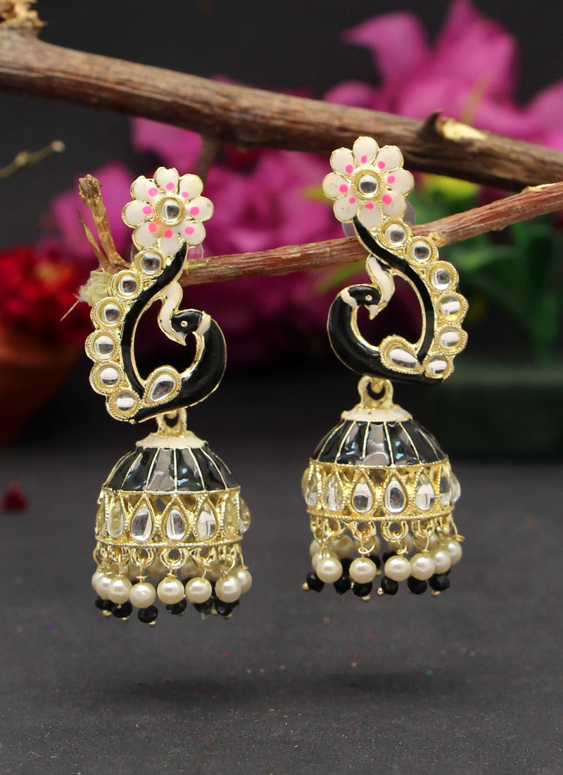 Buy Set of 2 Gold Plated Handcrafted Meenakari Ethnic Temple Jhumka Earrings  for Women Online at Silvermerc – Silvermerc Designs