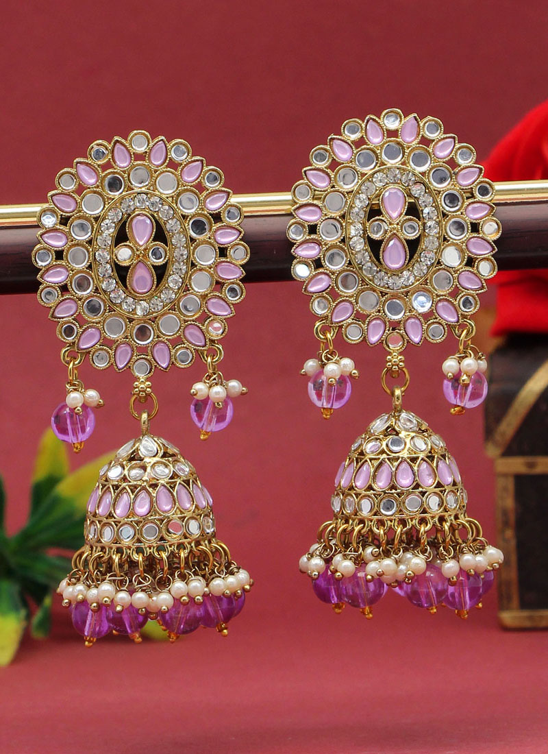 Get Handmade Pink Enamel Jhumka Earrings High Quality German Silver at ₹  1239 | LBB Shop