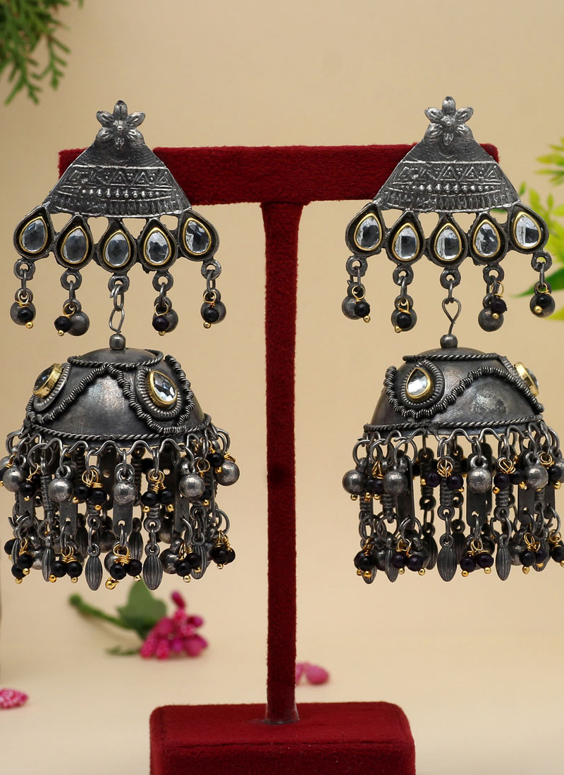 Rajasthani Meenakari Jhumka Earrings with Pearl beads – AryaFashions