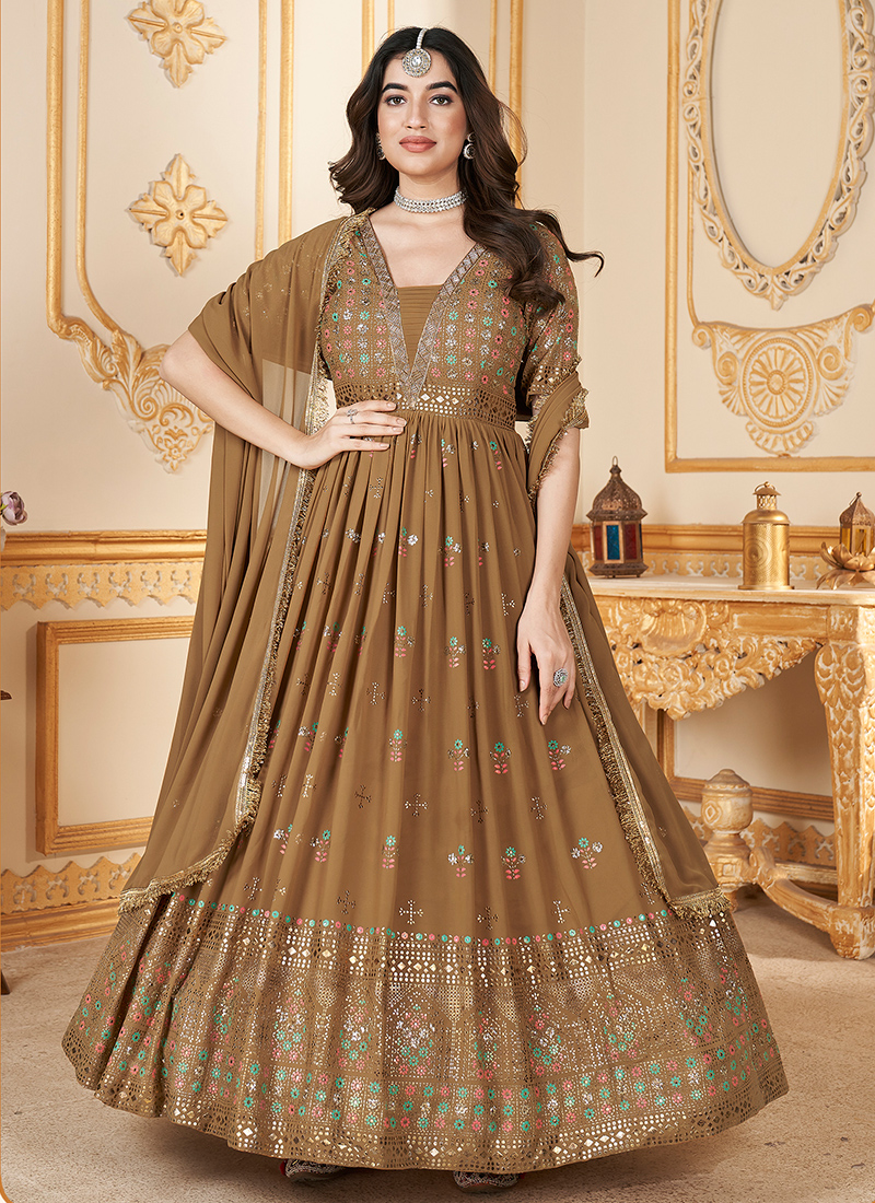 Wedding Attire Gold Traditional Dresses Buy Faux Georgette Mustard