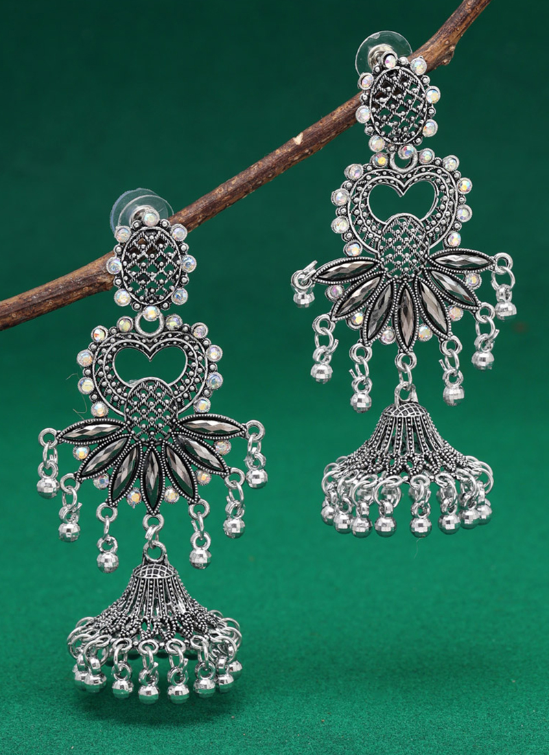 Buy Party Wear Silver Oxidized Big Earrings Online From Wholesale