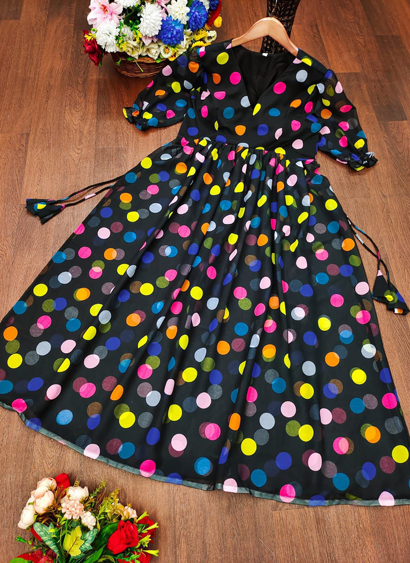 Buy Georgette Multi Colour Casual Wear Printed Readymade Short