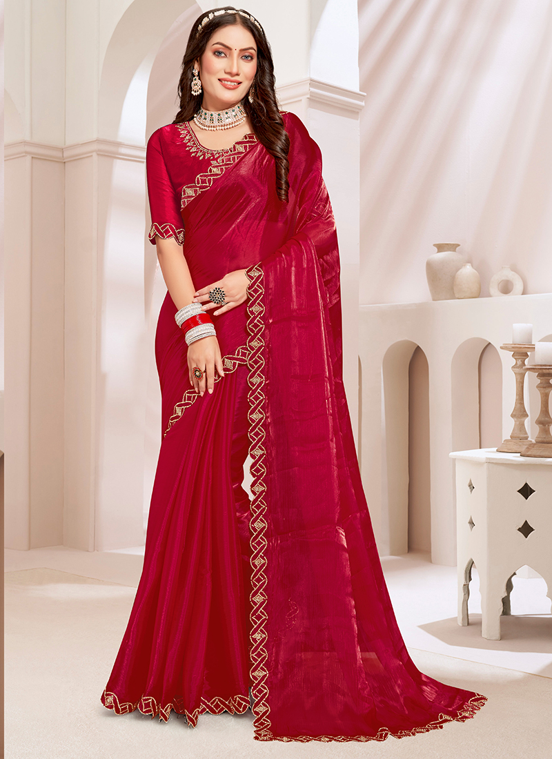 Buy Jimmy Choo Cherry Wedding Wear Hand Work Saree Online From