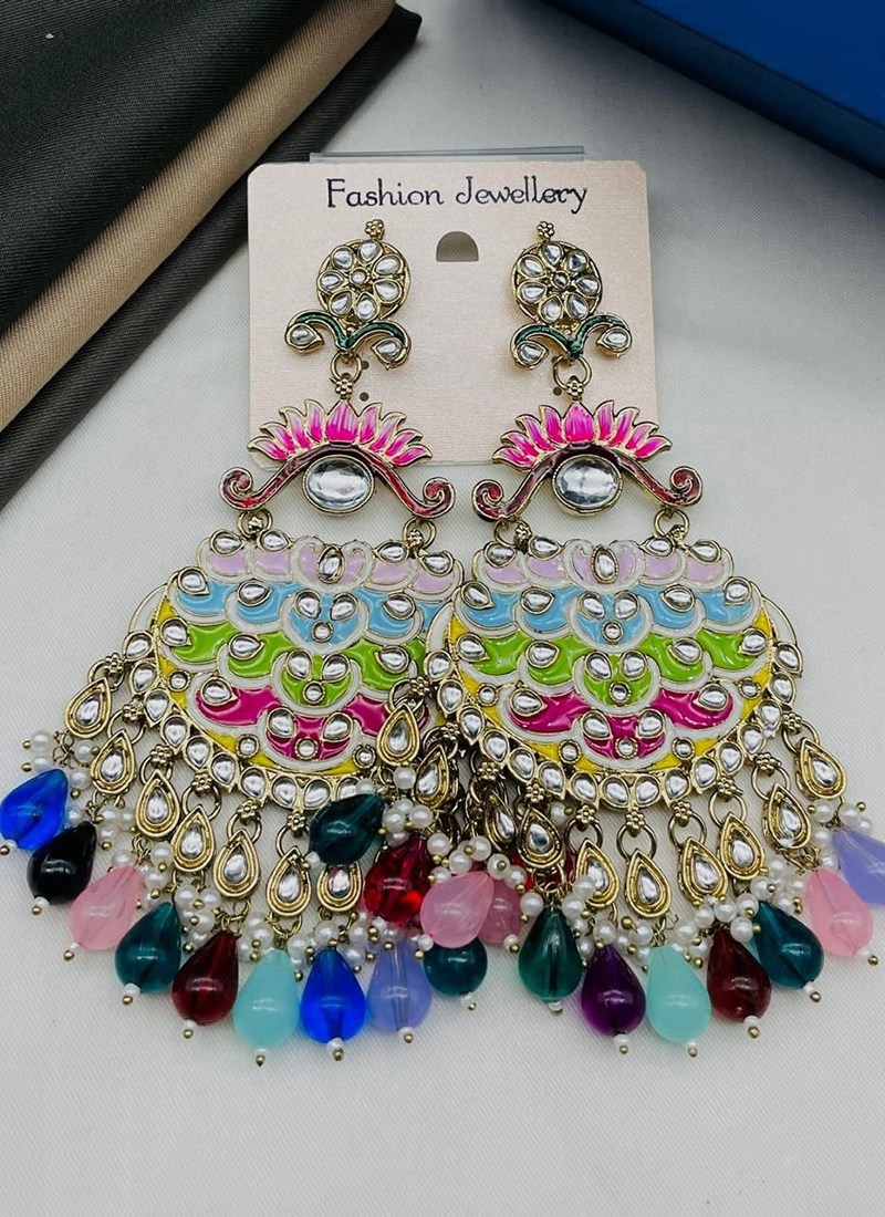 Buy Wedding Wear Multi Color Gold Plated Kundan Stone Big Size