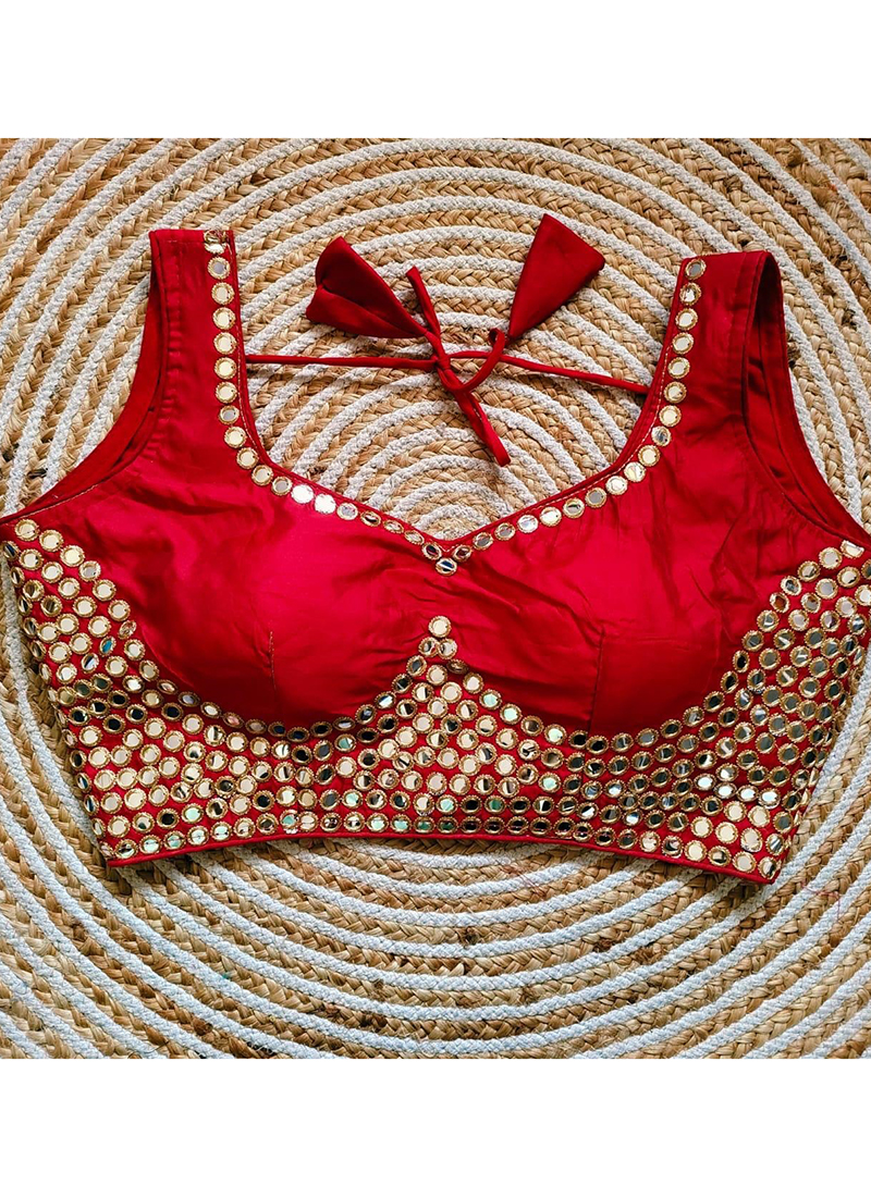 Buy Fentam Silk Red Party Wear Sequence Work Readymade Blouse