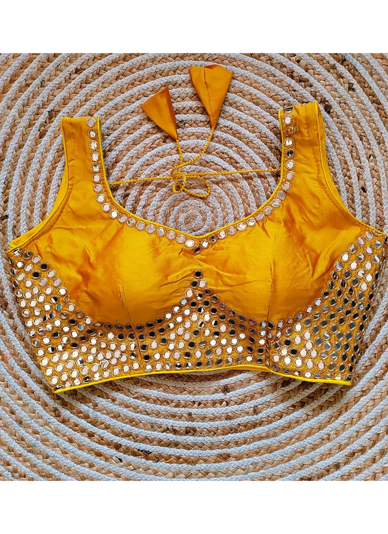 Buy Fentam Silk Yellow Party Wear Sequence Work Readymade Blouse