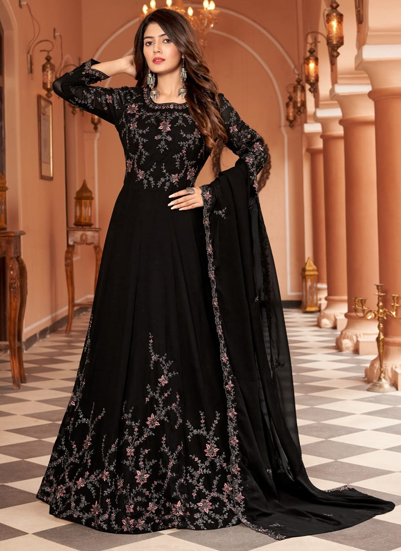 Party wear shops black gown images