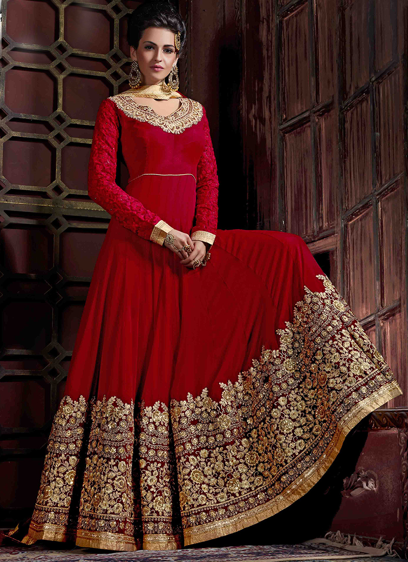 Anarkali Latest Party Wear Churidar Buy Georgette Maroon Party