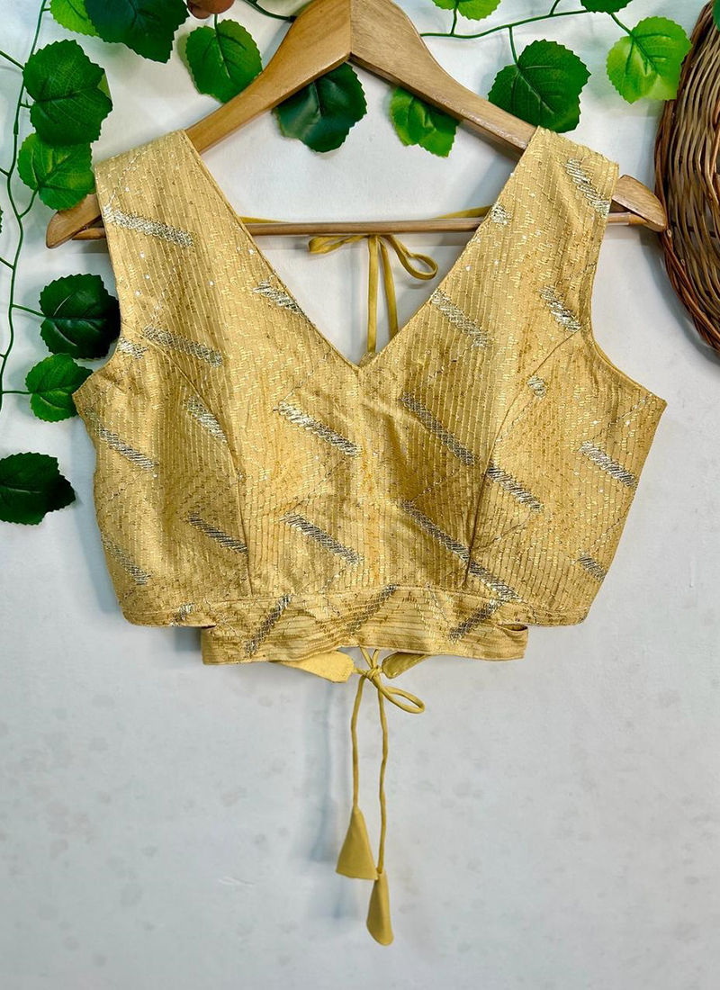 Buy Yellow Gotapatti Party Wear Sequence Work Blouse Online From