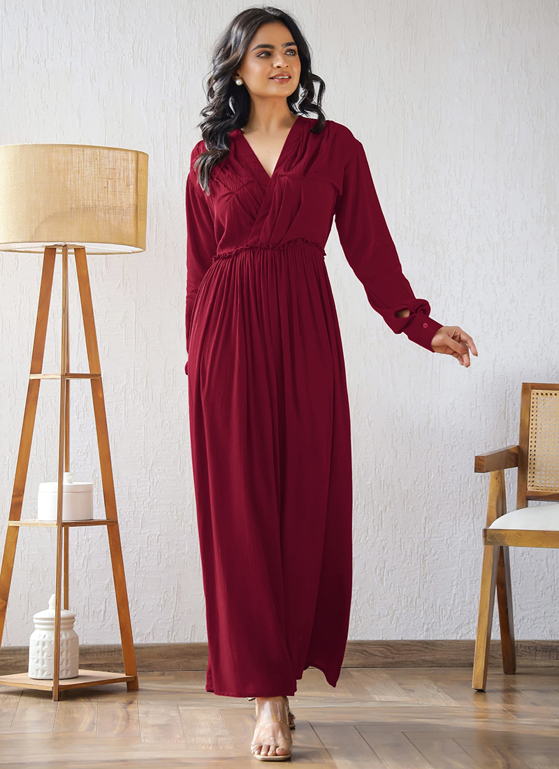 Plain maroon cheap gown