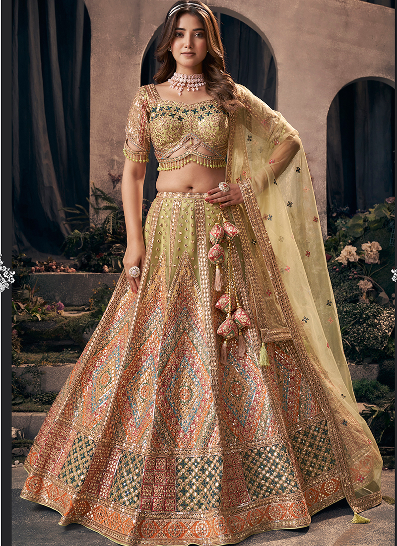 Multi Color Kali Net Bridal Wear Gota Patti Readymade Lehenga Choli AARYA 1042