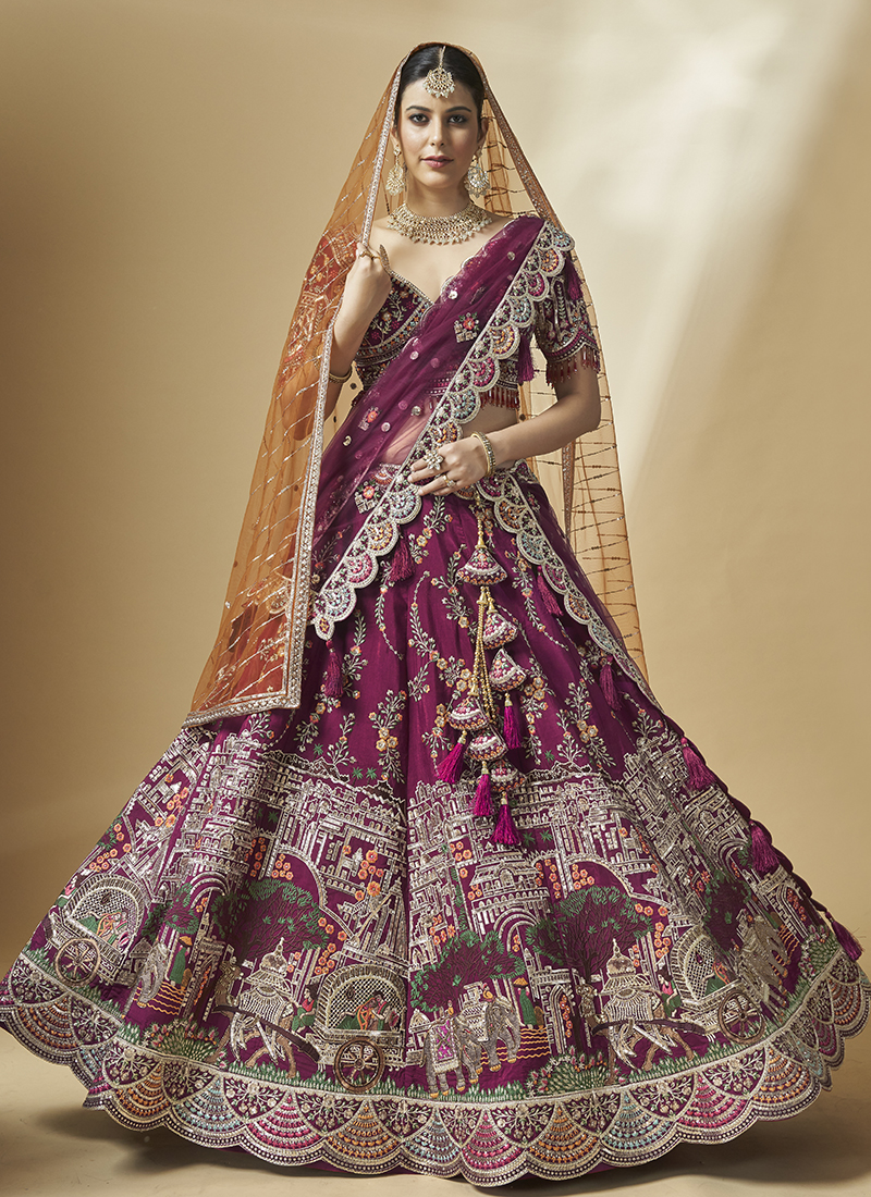 Buy Light Pink Silk Bridal Wear Position Print Readymade Lehenga Choli  Online From Wholesale Salwar.
