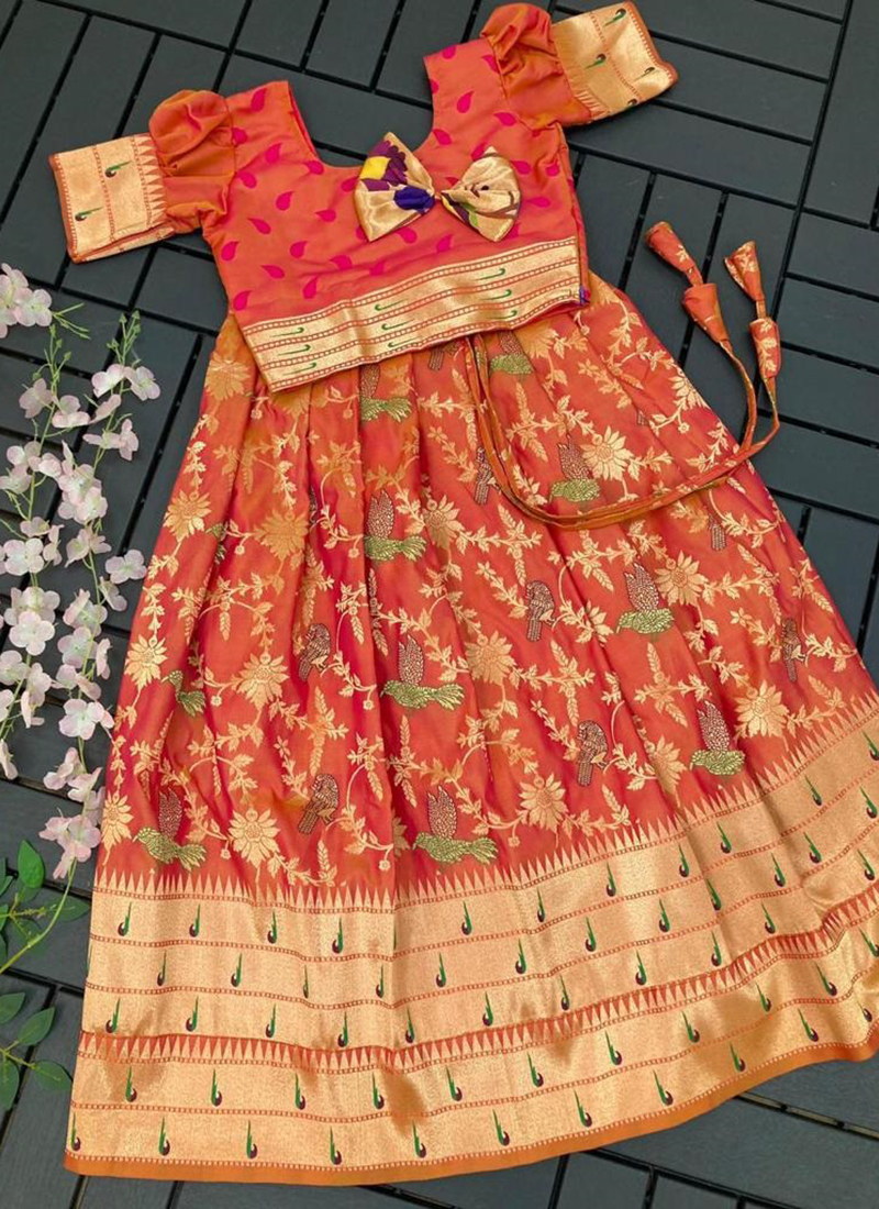 🌸 *, Muniya Parrot 🦜 Paithani lehenga for kids*🌸1650₹ R free ship 🌸 * Lehenga*: Fully stitched Paithani design zari weav... | Instagram