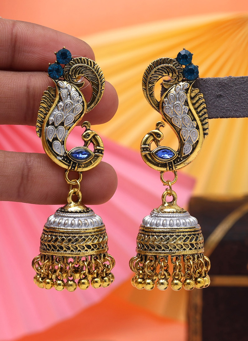 Flipkart.com - Buy Unique Creations Earrings for Women & Girls Traditional  Aqua Meenakari Jhumka Gold Plated Jhumkas Alloy Jhumki Earring Online at  Best Prices in India