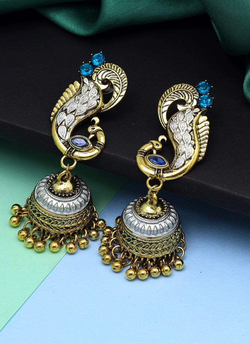 Buy Teal Blue Earrings for Women by QURA Online | Ajio.com