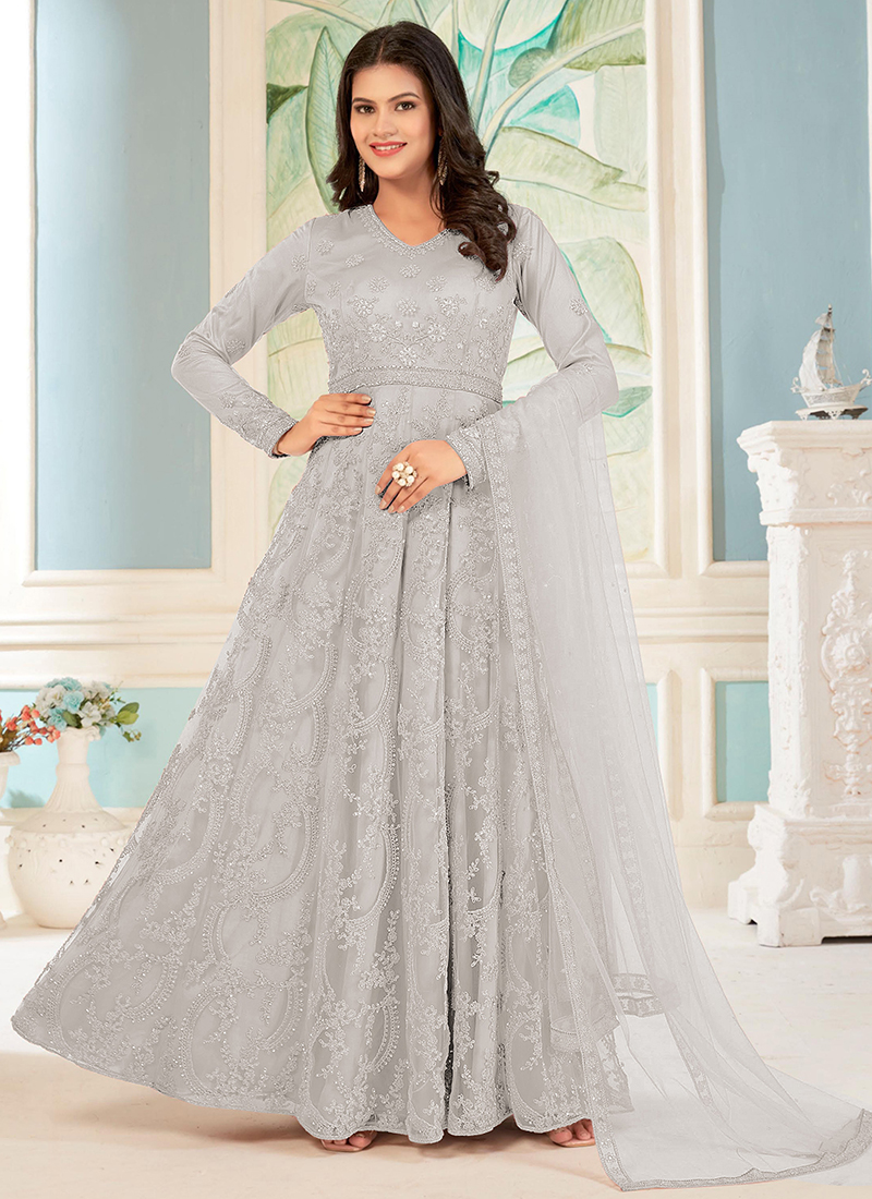 cotton net dresses Embroidered Cotton Net Dresses Grace S504-Embroidered 3pc Lawn Chickan Dress With Printed Cotton