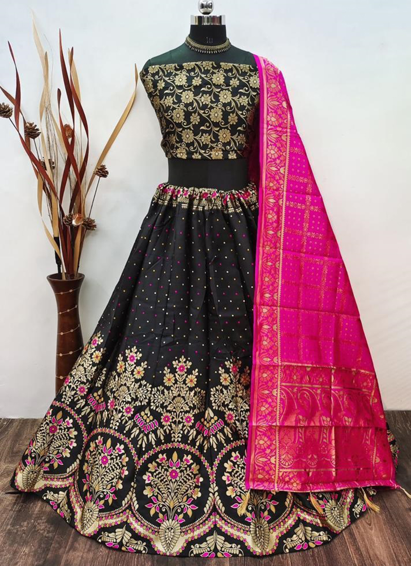 Buy Pink Casual Wear Closed Neck Lehenga Choli Online for Women in USA