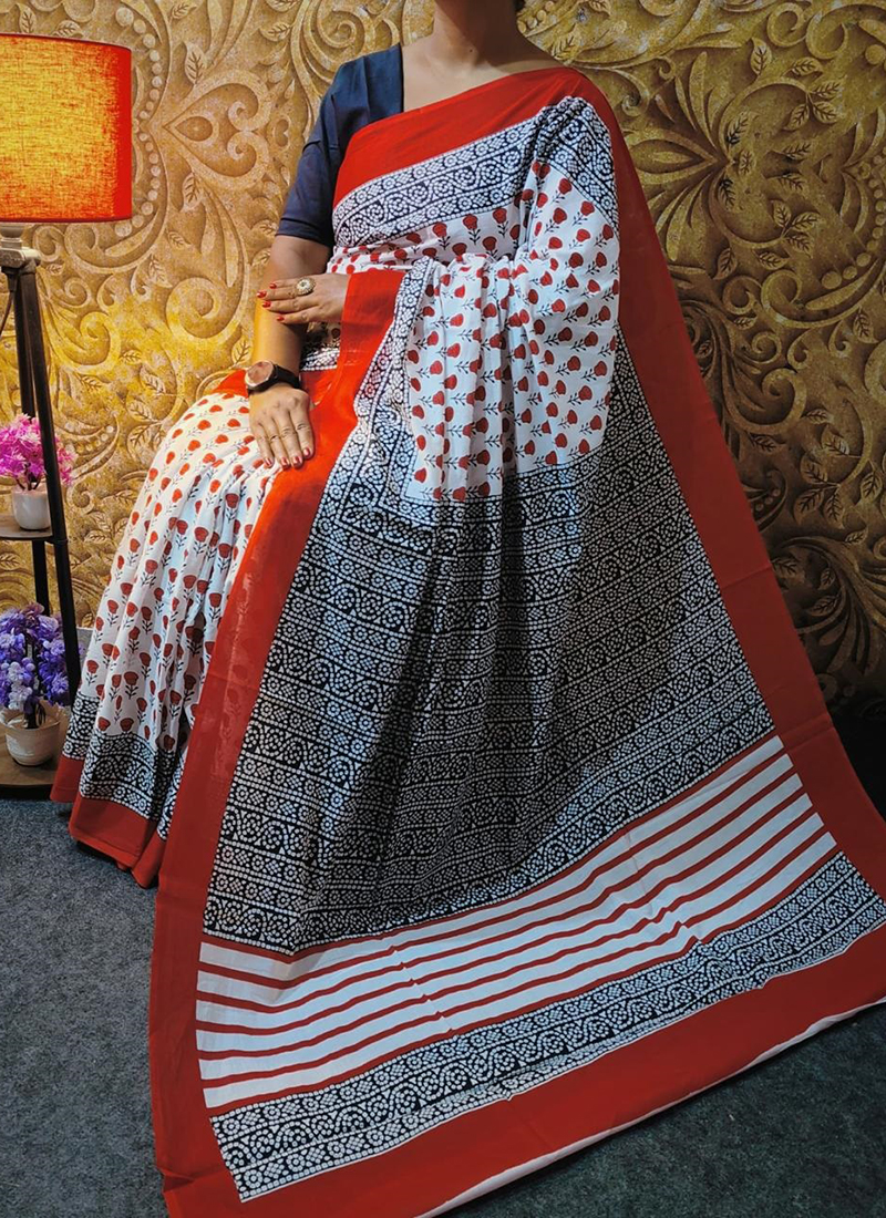 mulmul cotton sarees with price | PCS035 | Best Price Deals - AB & Abi  Fashions