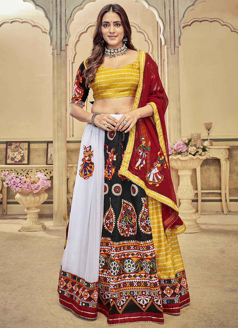Buy Georgette Yellow Festival Wear Embroidery Work Ready To Wear