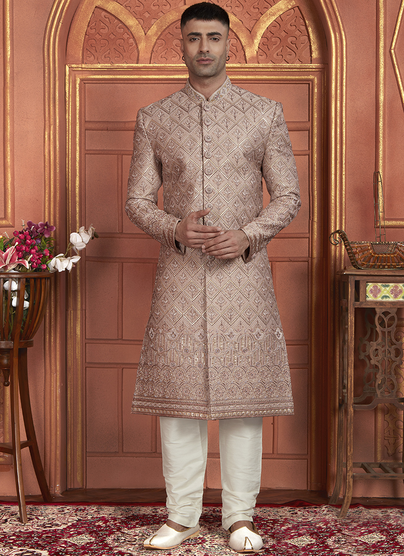 Buy Art Silk Onion Wedding Wear Embroidery Work Readymade Groom