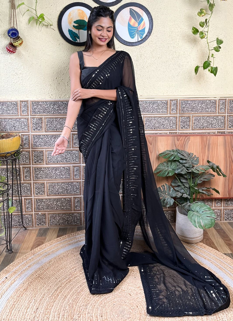 Black saree party wear for girl online