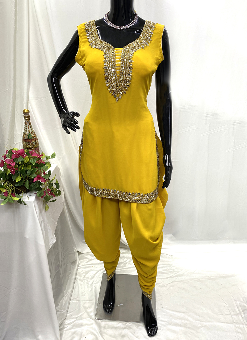 Yellow Punjabi Designer Dress Buy Georgette Yellow Party Wear