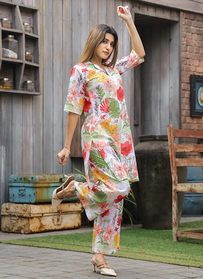 Buy Cotton Multi Color Casual Wear Printed Cord Set Online From