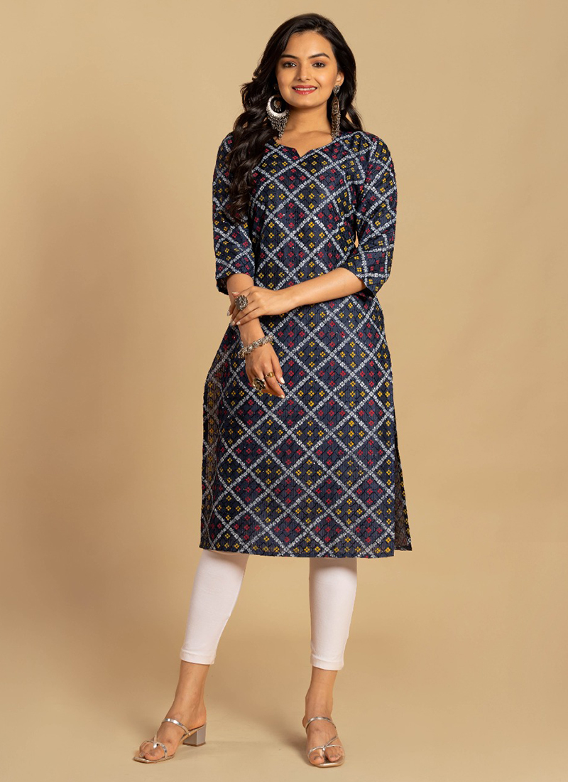 Bandhani Viscose Wholesale Readymade Kurti With Leggings 7 Pieces ...