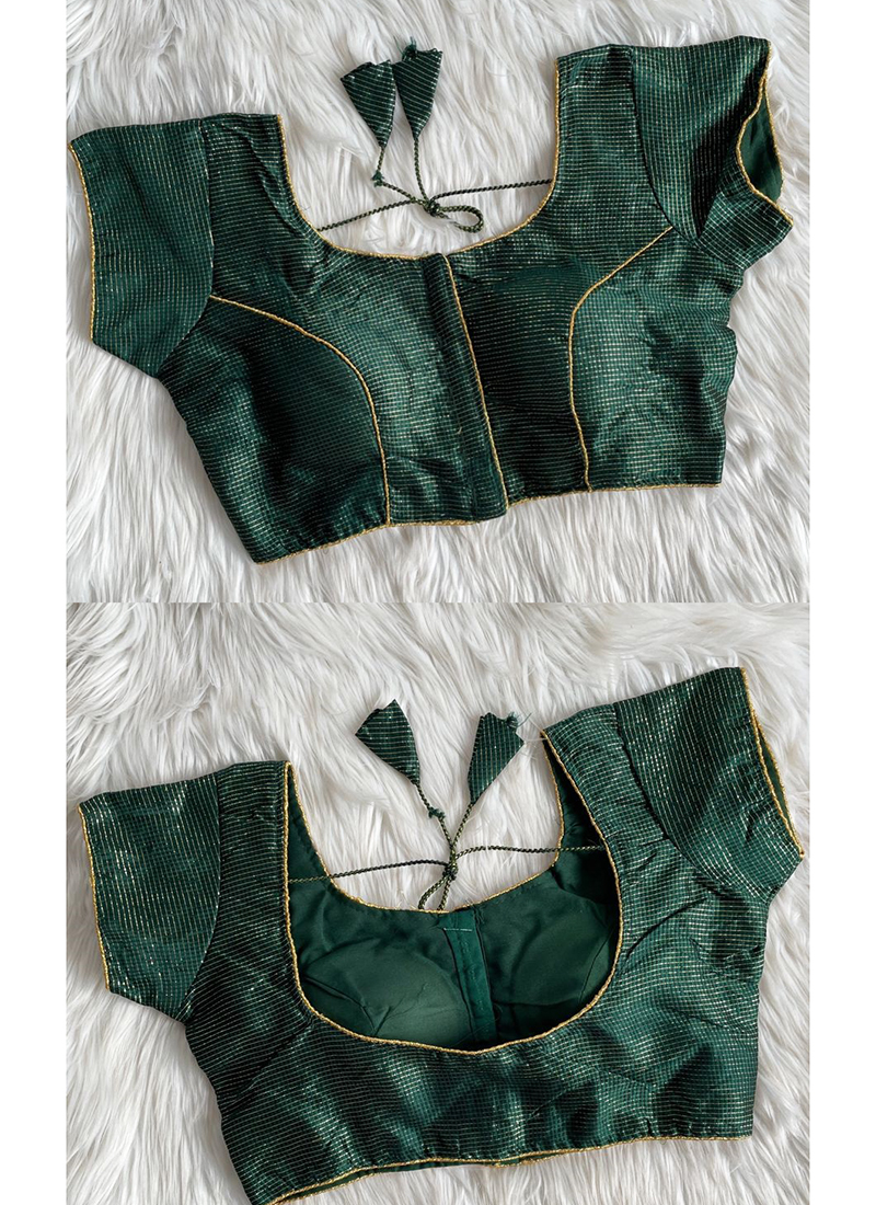 Buy Banarasi Silk Green Daily Wear Plain Readymade Blouse Online